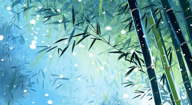 小清新水彩风格插画竹林白雪,插画/手绘图,插画/手绘图库,插画/手绘图下载,插画/手绘